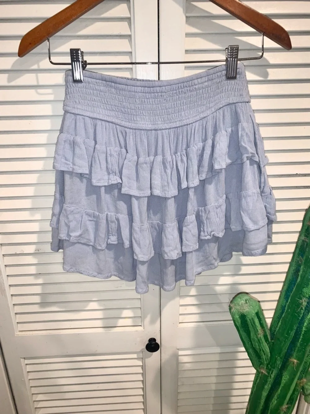 Hollister Co. Tiered Ruffle Mini Skirt Skort Size Small Blue